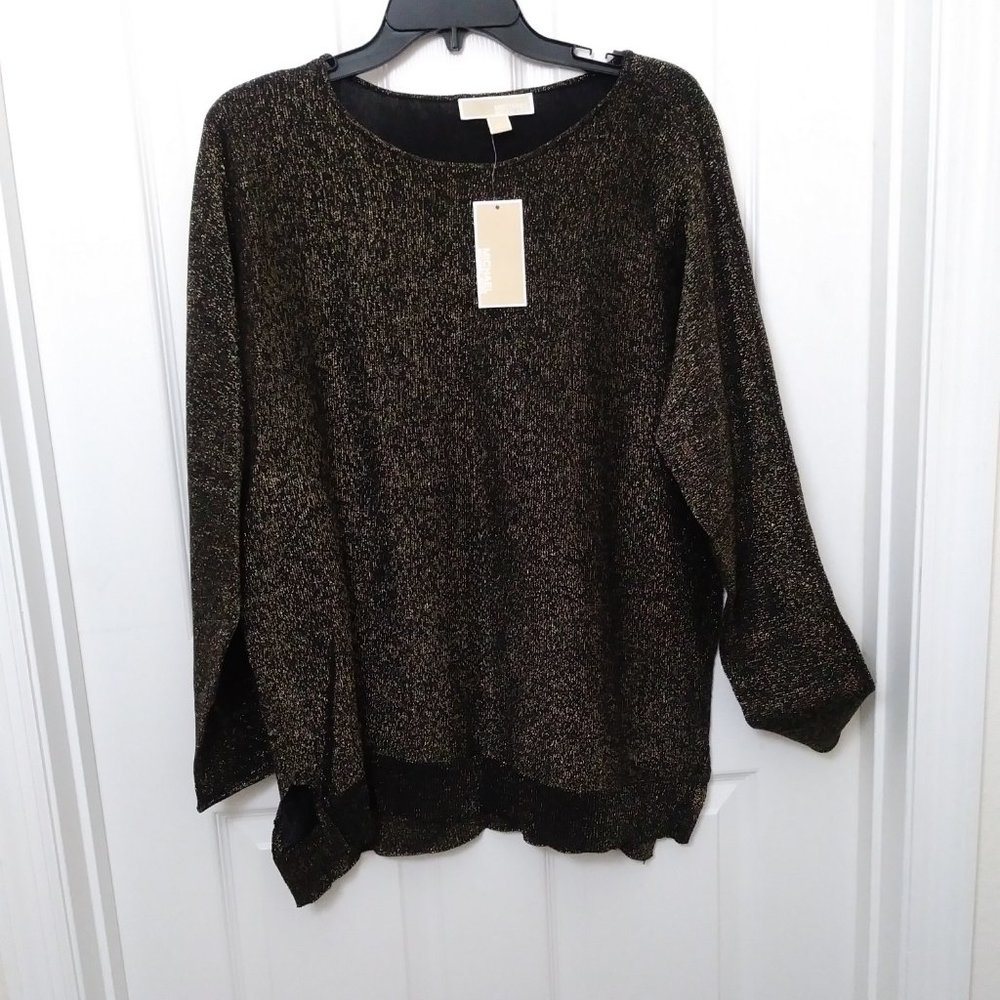 SOLD SOLD Michael Kors Gold Metallic Party Ready Tunic Top Large - Picture 14 of 16